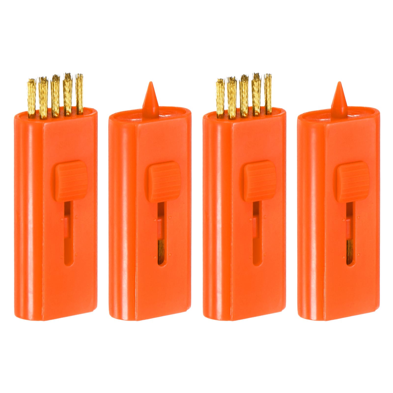 TIXIPEM Retractable Golf Club Brush [4PCS] - Double Side Pocket Club Groove Cleaner Use for Men Women Golfer - [Orange Red-2.3IN] Portable Mini Re-Grooving Tool