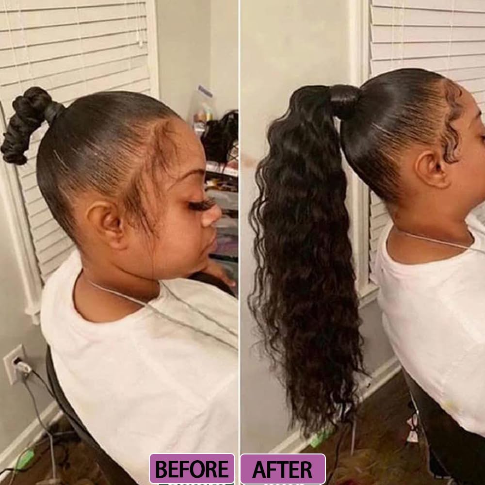 Amazon.com : 18 Inch Drawstring Human Hair Ponytail  display picture 1