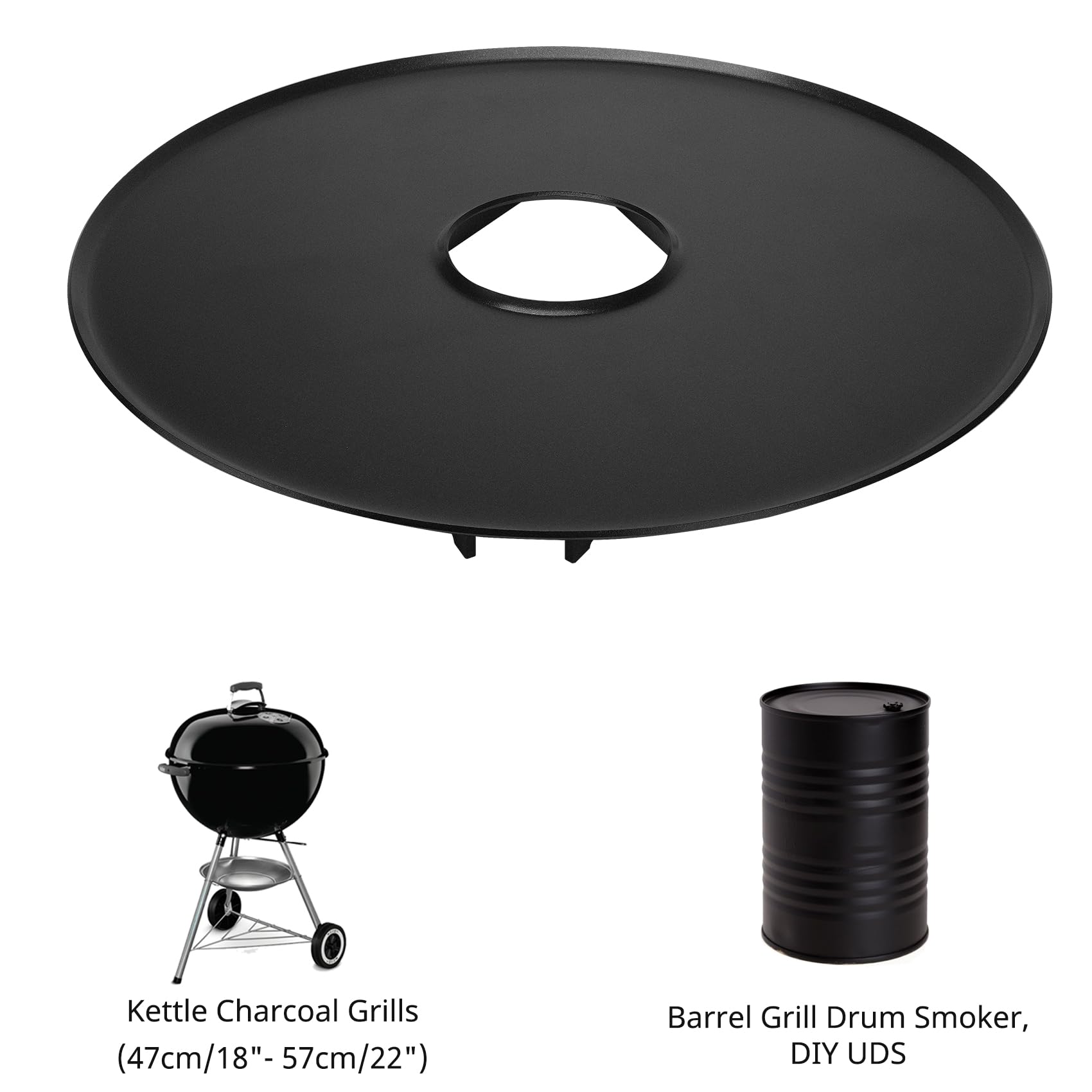 Onlyfire Weber grill grill węglowy 57 cm Kettle, okrągły wędzarnia bębnowa i grill, okrągła żelazko nieprzywierająca powłoka ceramiczna, 3 paski podtrzymujące