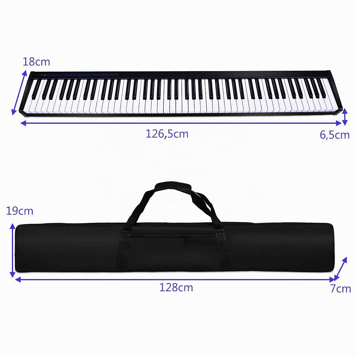 COSTWAY Piano Numérique 88 Touches, Clavier Electrique Amélioré avec Sac de Transport, 128 Rythmes, 128 Notes, Réglage de Dynamique, Pédale, Interface MIDI/USB, Fonction Bluetooth, Noir