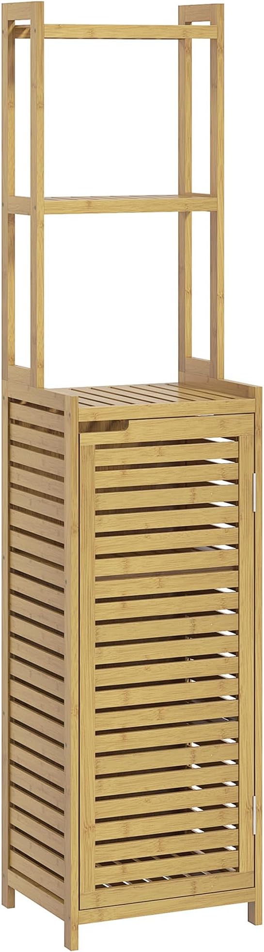 Meuble de salle de bain en bambou naturel avec portes à lattes,2