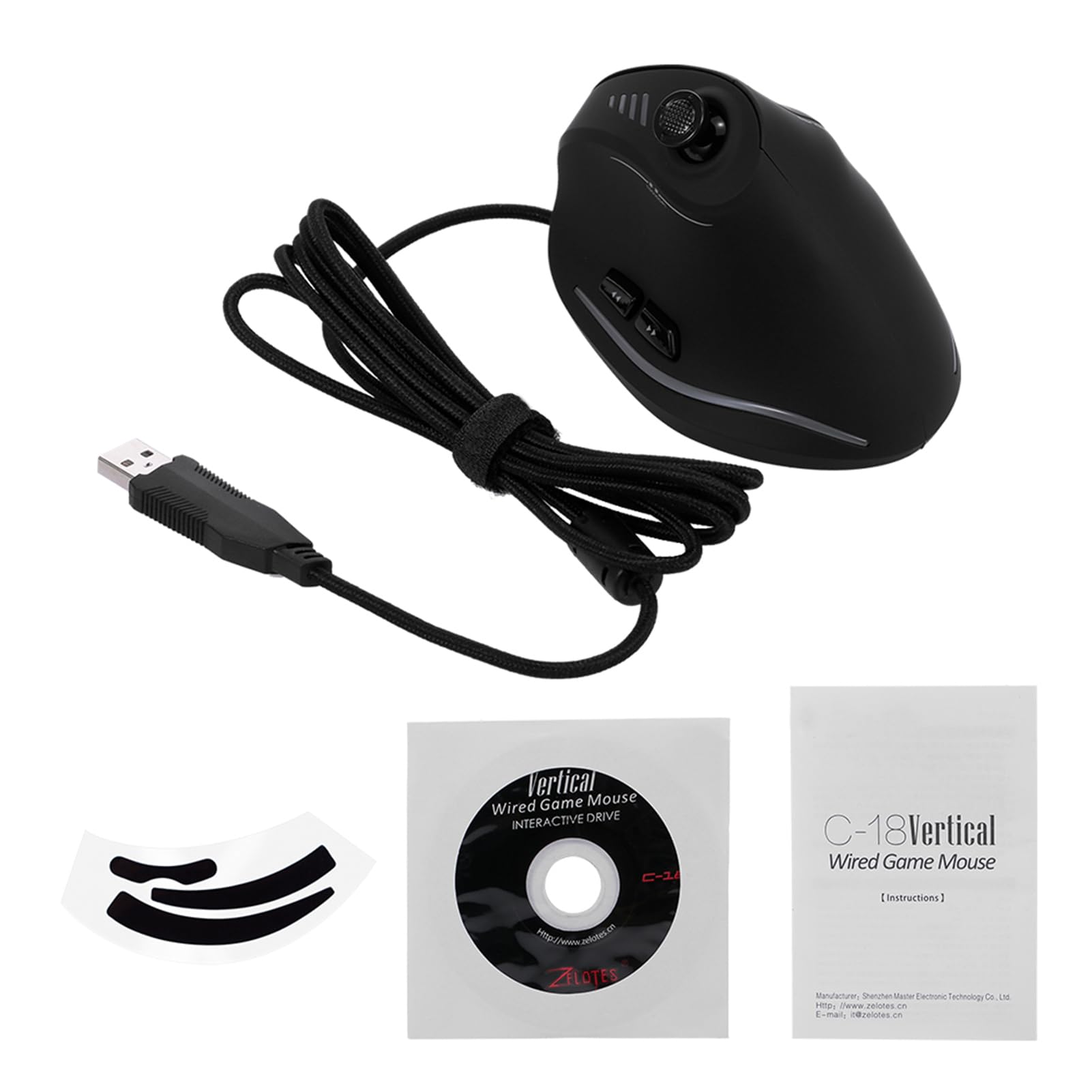 Aoresac Mouse da Gioco Verticale, 11 Pulsanti, Regolabile 10000 Dpi