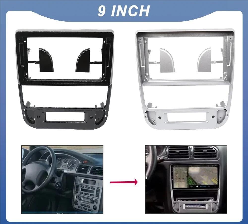 Pannello controllo Kit Montaggio Pannello Adattatore Cruscotto Radio 9 Pollici Per Peugeot 406 1999-2004(Cavo Black Frame)