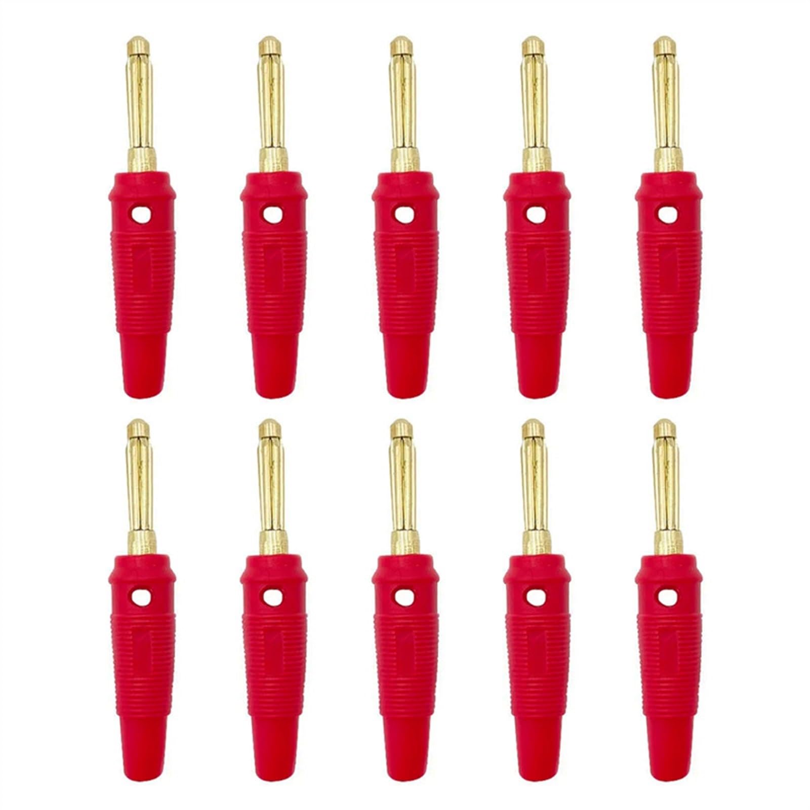10 sztuk pozłacane 4 mm wtyk bananowy złącza głośnika wzmacniacz łącze jack jack do zacisków kablowych (10 czerwony)