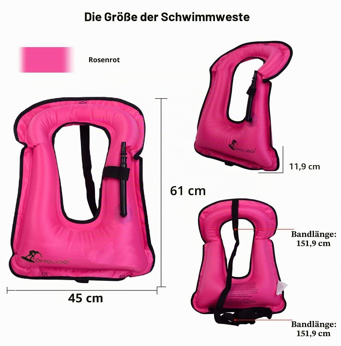 Aufblasbare Schnorchelweste, Option Sommerstrand, Unisex, Geeignet für Viele Wassersportarten, 66-220 lbs
