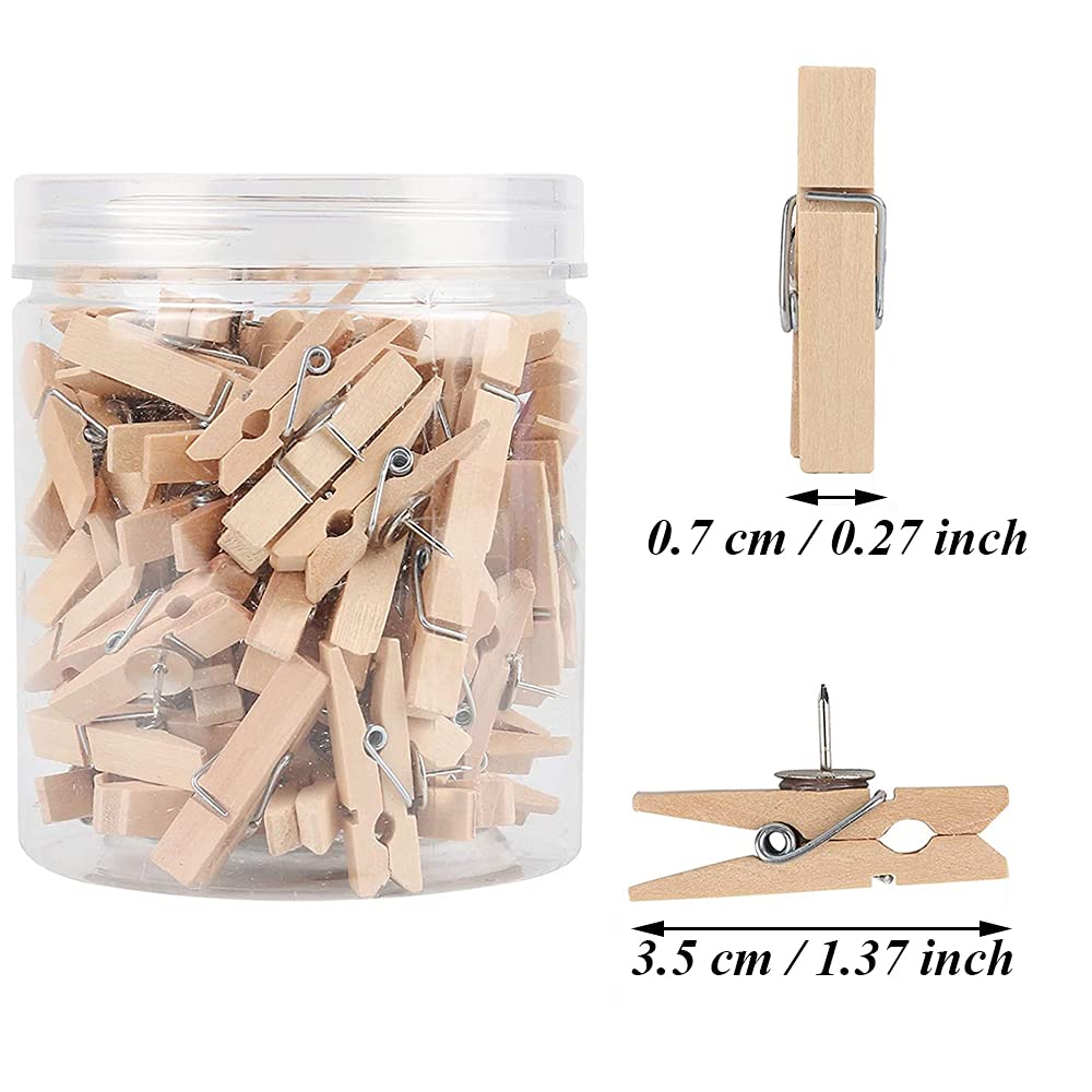 50 sztuk klipsów typu push-pin, szpilki z drewnianymi klamrami, szpilki do pinezek, drewniane, kreatywne, lekkie, wytrzymałe pinezki, do płyt korkowych, tabliczek ogranicznikowych, zdjęć