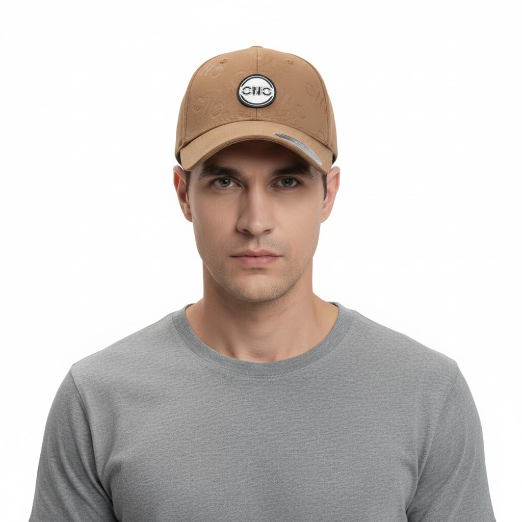 baseball cap for men beige embossed cnc logo adjustable strapback summer casual outdoor sun protection cap original tech one size fits all