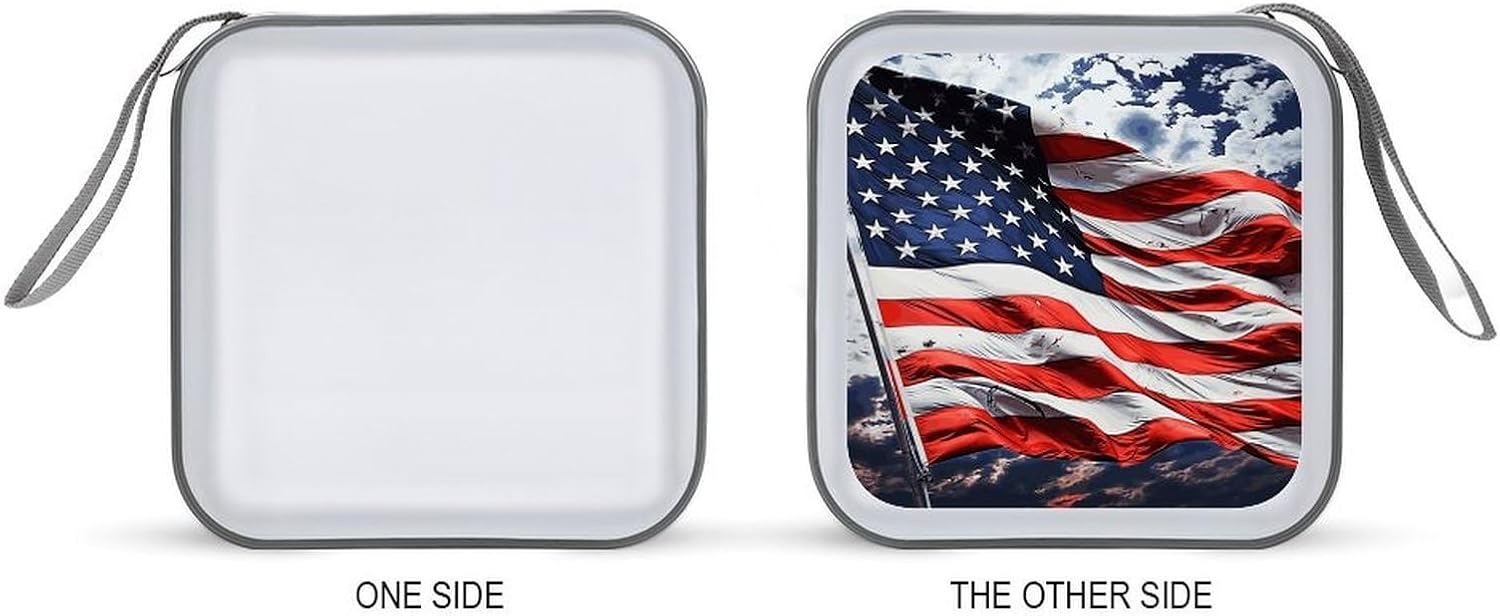 US Flag DVD Case 40 Capacity Protective Storage Organizer Binder Booklet Album Portable Disc Wallet Car CD Disk Holder Hard Plastic CD Cases CD DVD Case Holder