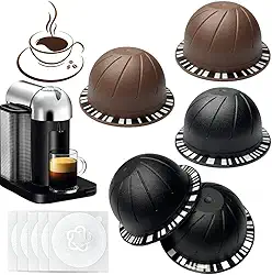 5 cápsulas de café reutilizáveis Vertuo cápsulas de café recarregáveis VertuoLine Vertuoline Pod compatível com Nespresso Vertuo 150/230 ml com 5 tampas de alumínio
