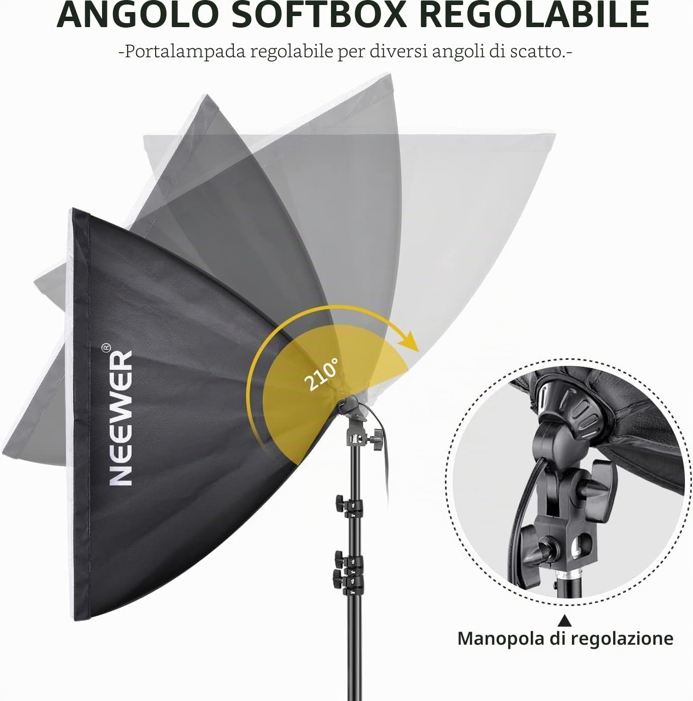 Neewer®, softbox con Luce da 700 W per fotografie Professionali, 60 x 60 cm, con Attacco E27, Kit per Studio Fotografico, per fotografie e riprese Video