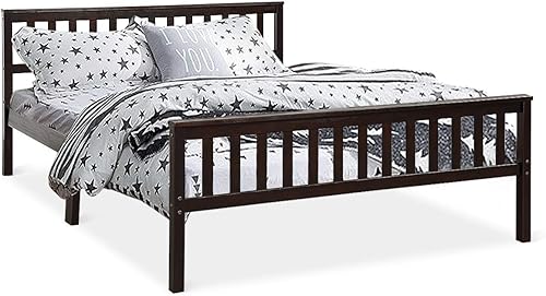 Miniatura 7 de Giantex Base de cama de plataforma Queen, marco de cama de madera maciza de lujo con cabecero y estribo, base de colchón de soporte de listones de