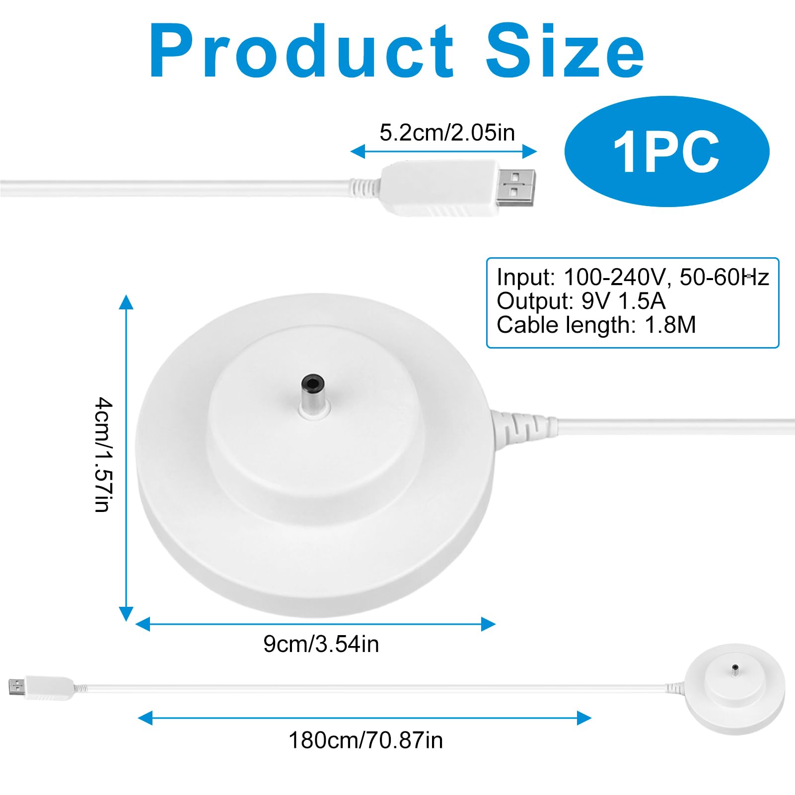 9V Chargeur USB pour Toniebox 1.8M Audio Tonie Box Station de Charge Peut Remplacer Adaptateur Le Câble de Charge d'origine DC 5,5 mm x 2,5 mm