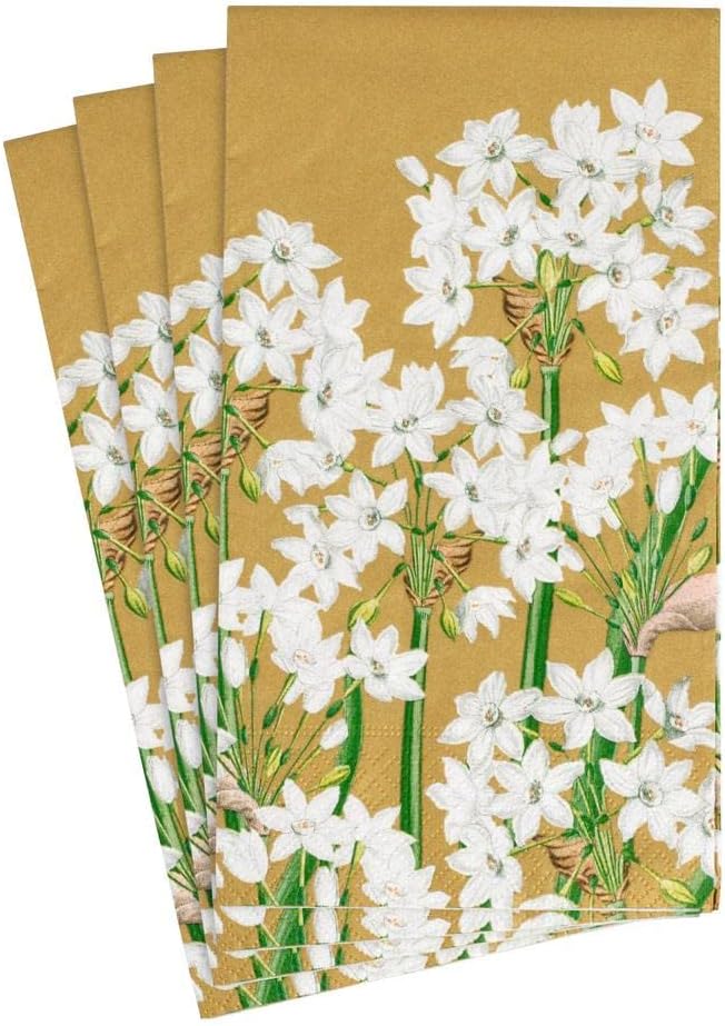 CaspariPaperwhites Paper Guest Towel Napkins in Gold - Two Packs of 15
