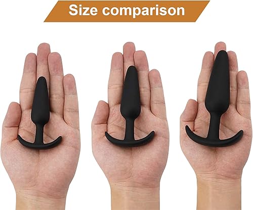 Miniatura 4 de Juego de 3 tapones anales de silicona para entrenador, para hombres y mujeres.