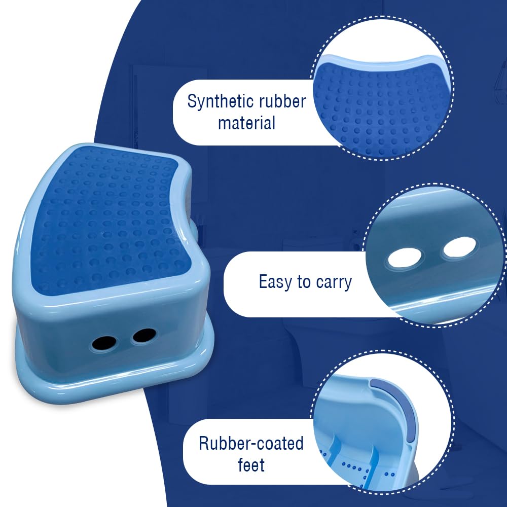 ANSIO Marchepied pour WC avec surface antidérapante Bleu