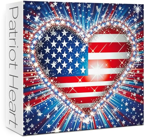 Rompecabezas corazón de la bandera de Estados Unidos para adultos 1000 piezas. Rompecabezas patriótico colorido y desafiante para el Día de la Independencia.