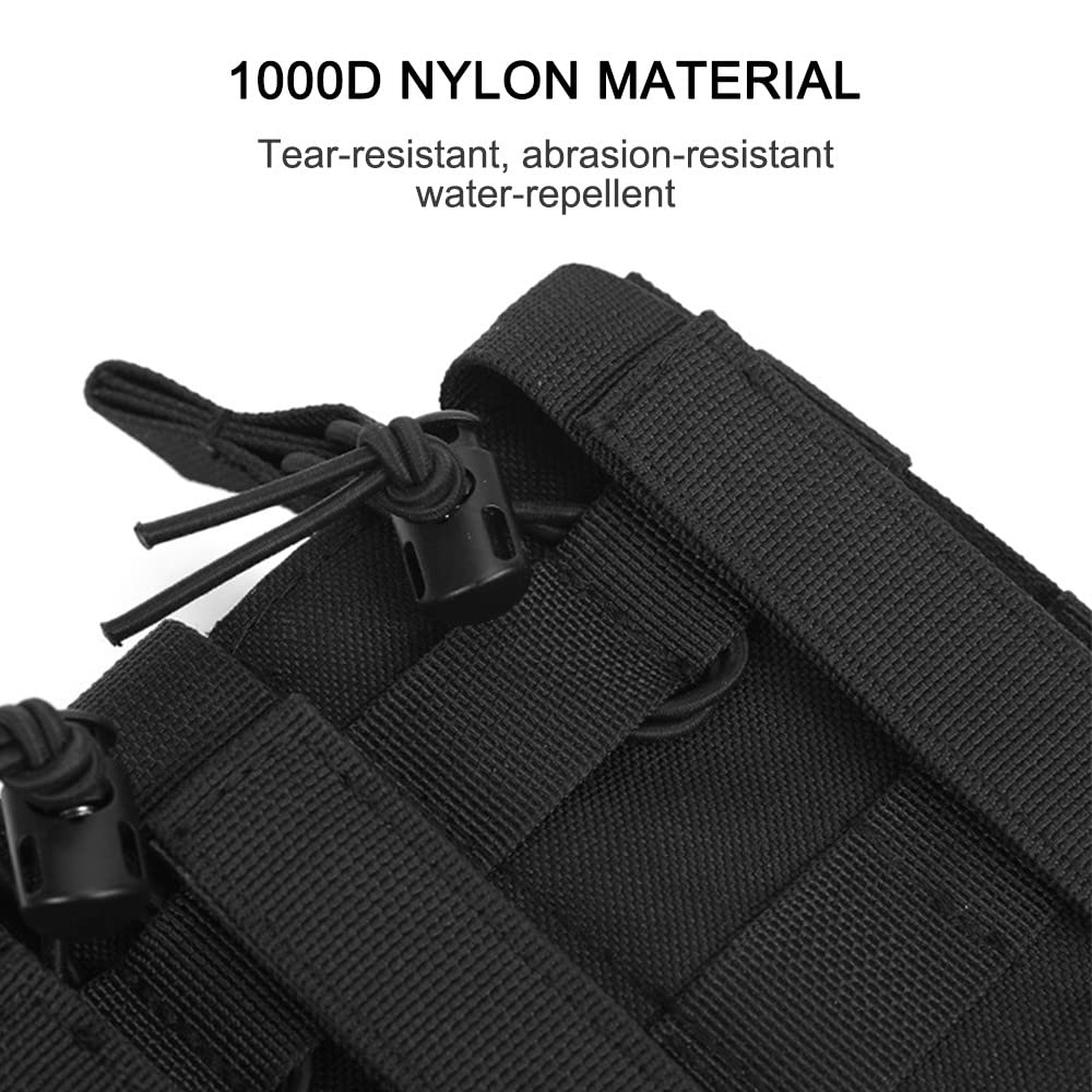 Triple MOLLE Tactical Mag Pouch - Adjustable 9mm/.40 Cal Magazine Holder For Vests & Backpacks