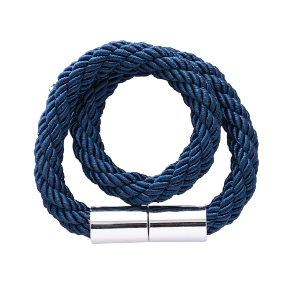 Curtain Tie Backs, Metal Curtain Magnetic Buckle Strap Creative Simple tiebacks Holders 2pcs(Navy Blue)