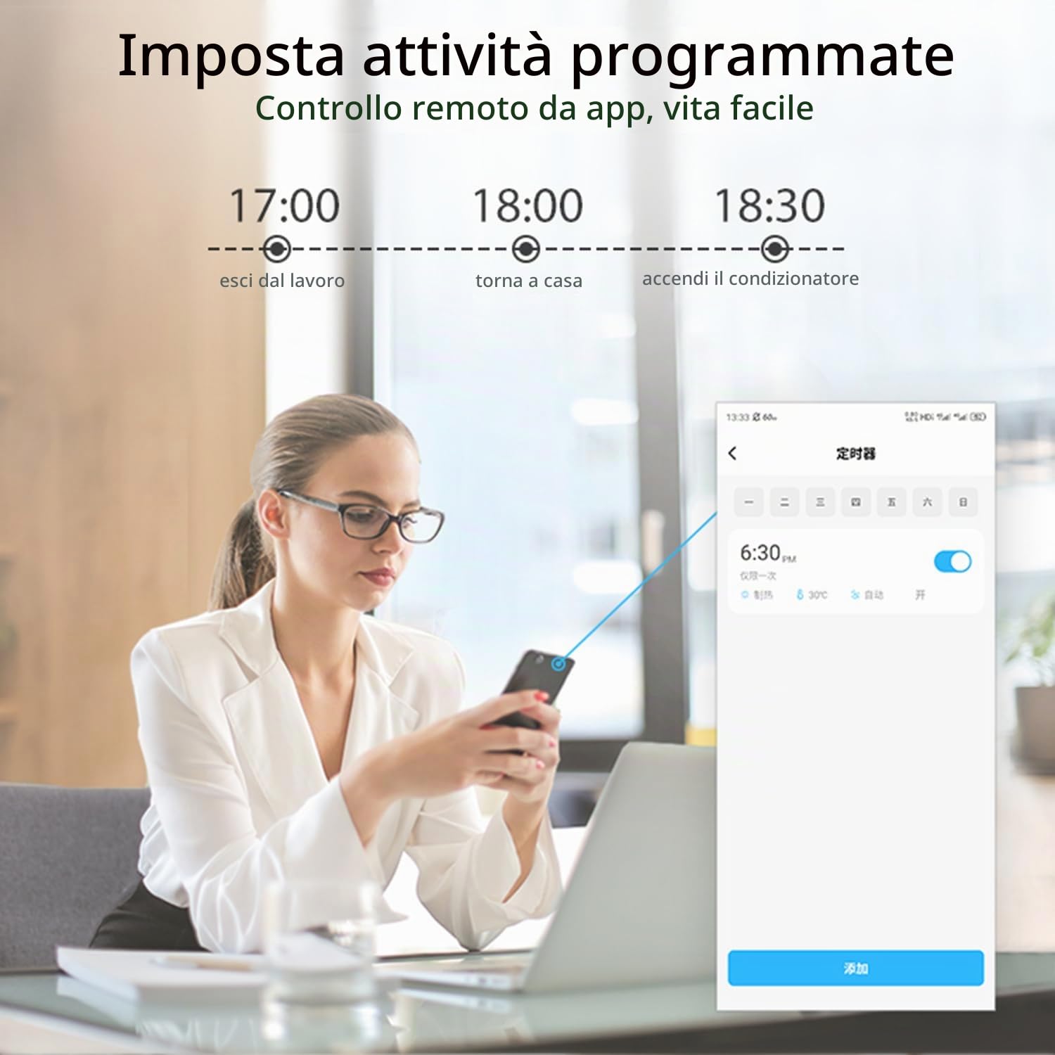 Smart termostato per condizionatore d'aria: termostato WiFi per casa, termostato programmabile con sensore di temperatura e umidità, controllo IR intelligente per AC portatile, AC da finestra e pompe