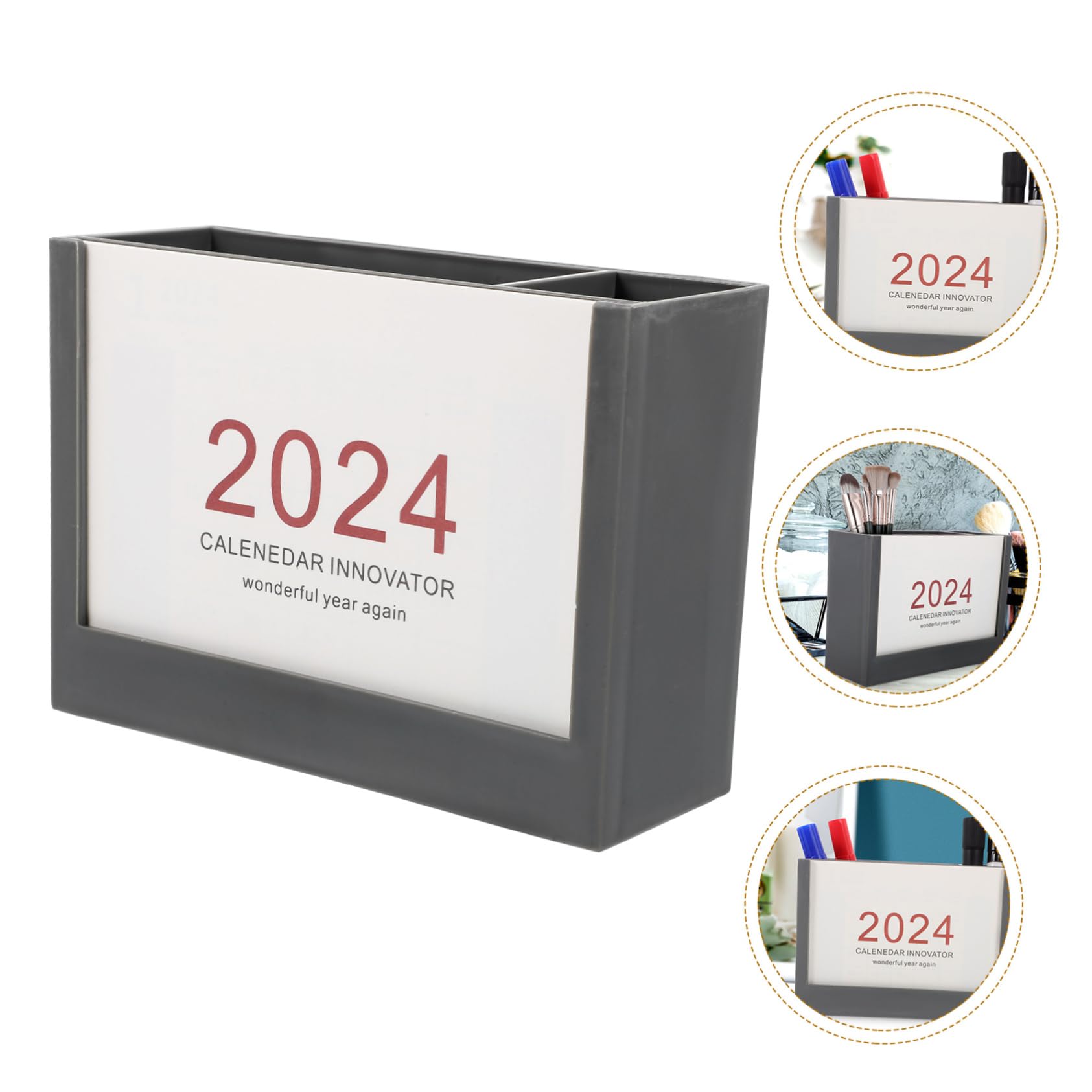 Tofficu 5piezas Organizador De Lápices De Plástico Multifuncional De Escritorio Soporte Para Maquillaje y Almacenamiento De Decoración De Mesa Gris