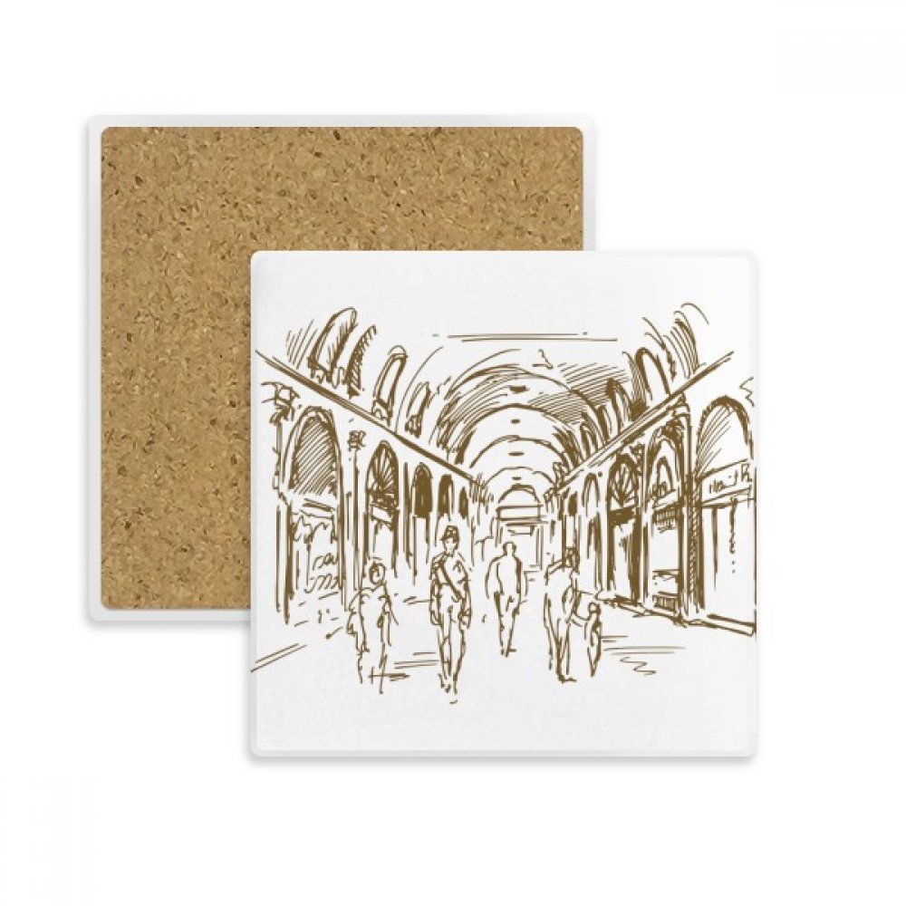 Porte-tasse pierre absorbante au design de croquis raffiné pour décoration de table moderne