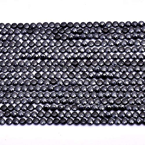 AAA + czarny spinel kamień szlachetny 4 mm Briolette fasetowane perły | 30,5 cm | naturalny czarny spinel kamień półszlachetny luźne, ekstrawaganckie perły opakowanie 5 sztuk, ma?y, materiał, czarny