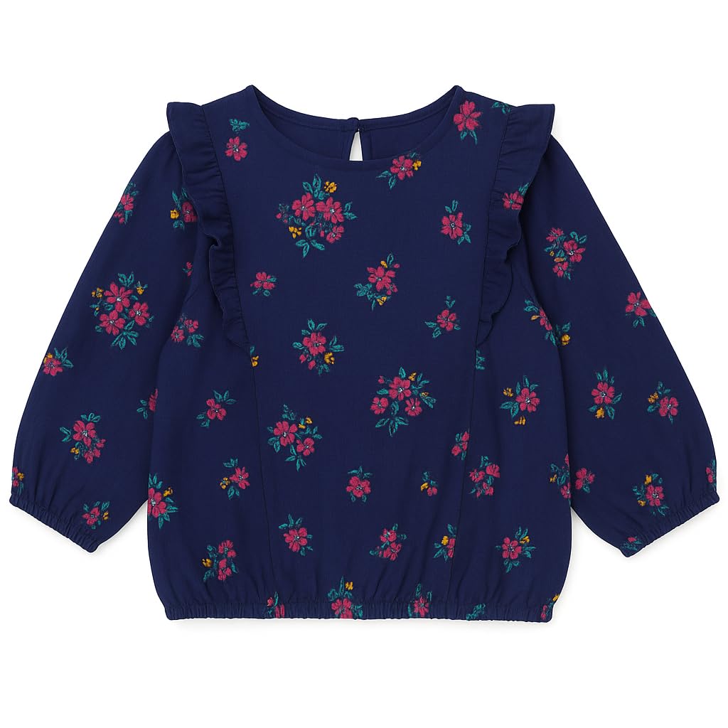 HuggleBug Girls’ Cotton Rayon Floral Top with Ruffle Design | Soft, Breathable, Stylish and Comfortable Casual Wear for Kids HuggleBug Girls’ Cotton Rayon Floral Top with Ruffle Design | Soft, Breathable, Stylish and Comfortable Casual Wear for Kids
