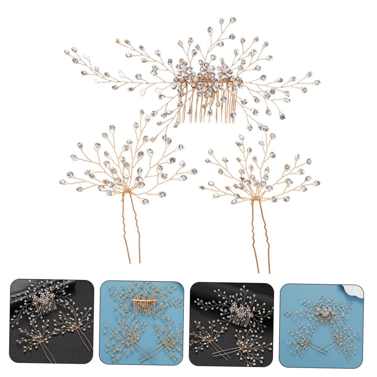 FRCOLOR 3 Sätze Kopfbedeckungen für die Braut wedding hair accessories hochzeits haarschmuck Haarkamm für die Braut Perle Haarnadel Haarspangen Haarklammer Braut Haarkamm Braut Haarschmuck