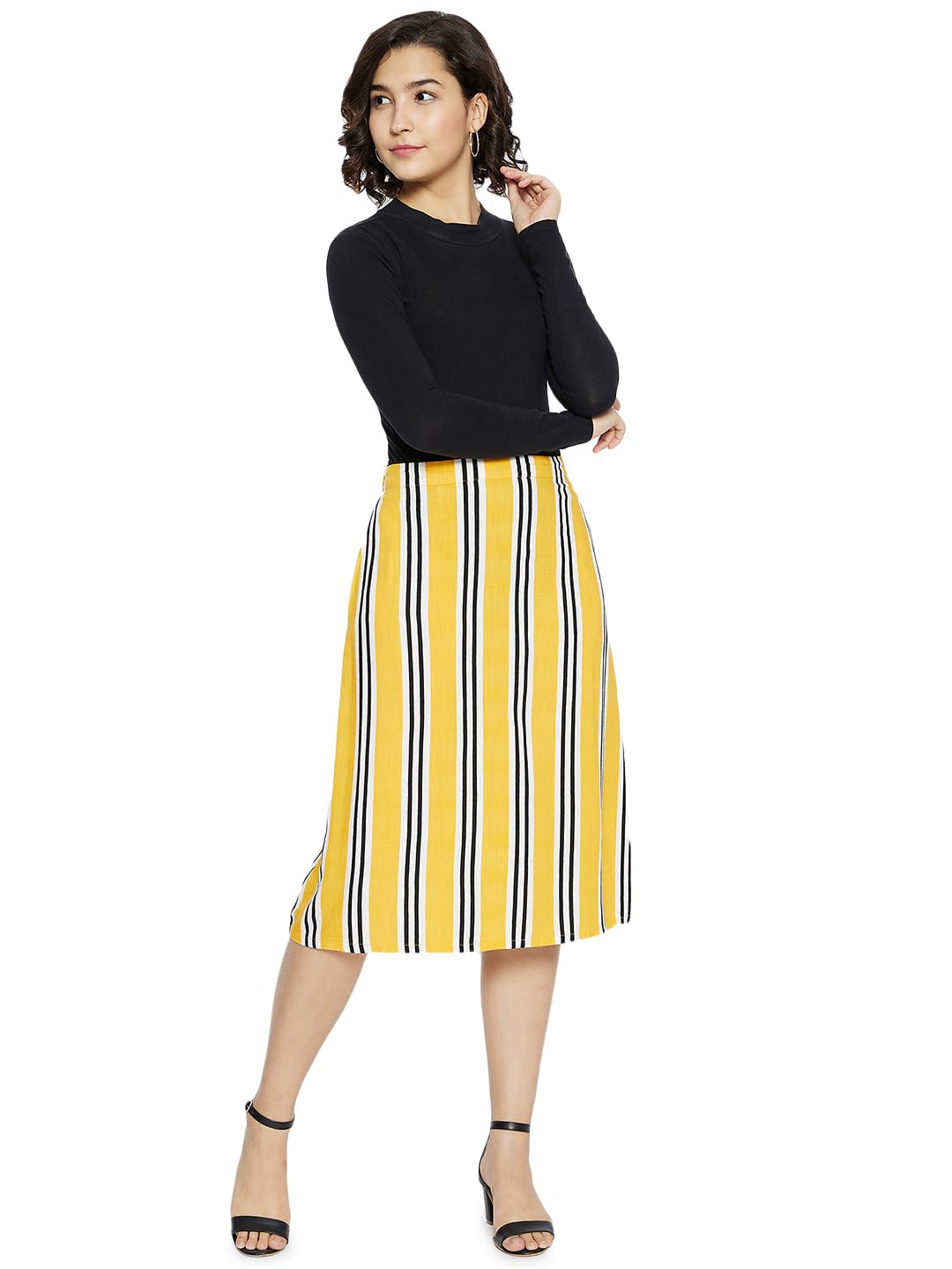 crimsoune club Women Yellow Striped Skirt-picture-13
