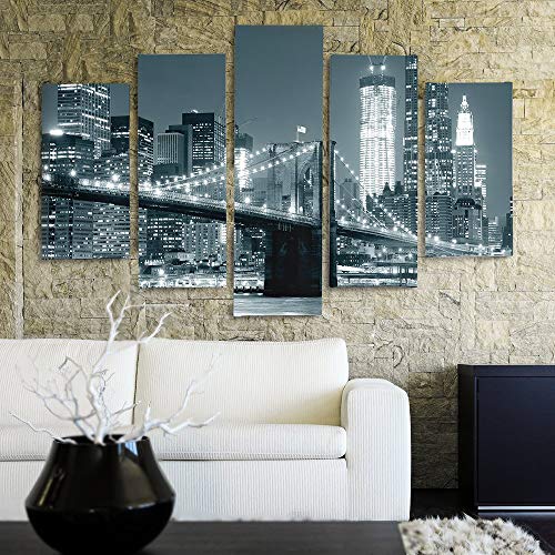 Impression sur toile New York 5 pièces déco murale gris