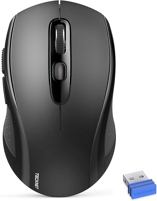 TECKNET Bluetooth Wireless Mouse, Multi-Device Silent Slim Bluetooth Mice (Tri-Mode: BT 5.0/3.0+2.4G), 2400 DPI Portable Optical Mouse with USB Nano Receiver for Laptop/Computer/PC/Mac, Black