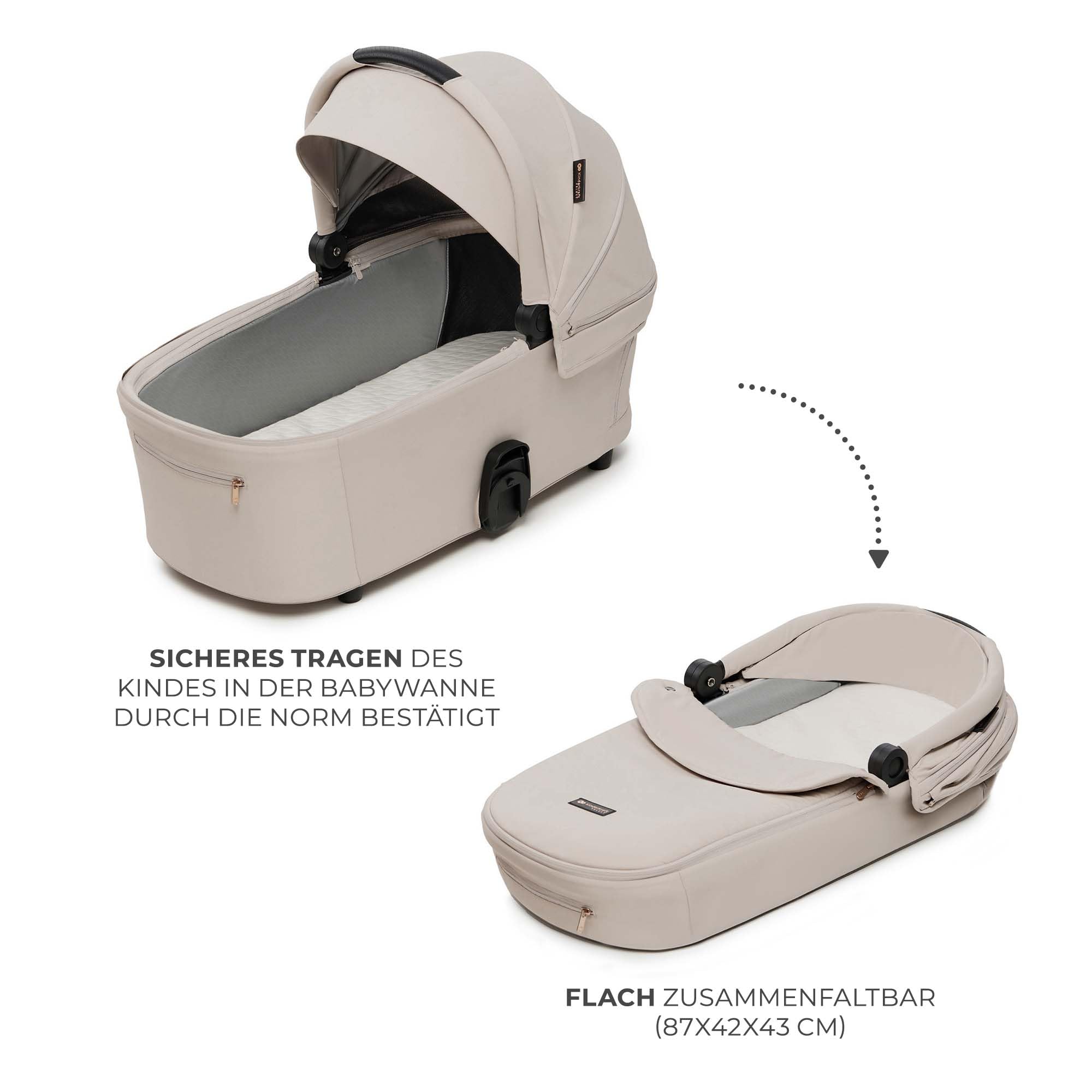 Kinderkraft NEA 2 Kinderkraft buggy von Geburt bis 22 kg, Zusammenklappen mit einer Hand, Liegeposition, großes Verdeck, alle 4 Räder gedämpft, extrem leicht, UPF50+, Korb bis zu 5 kg, Beige