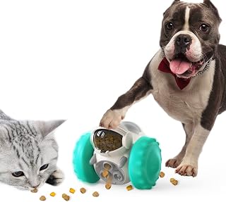 Interactive Toy and Food Dispenser, Cat Treat Dispenser Toy ，Interactive Food Toy for Dog and Cats, Pet Food Dispenser, Rolling Feeder Dog and Cat Toys