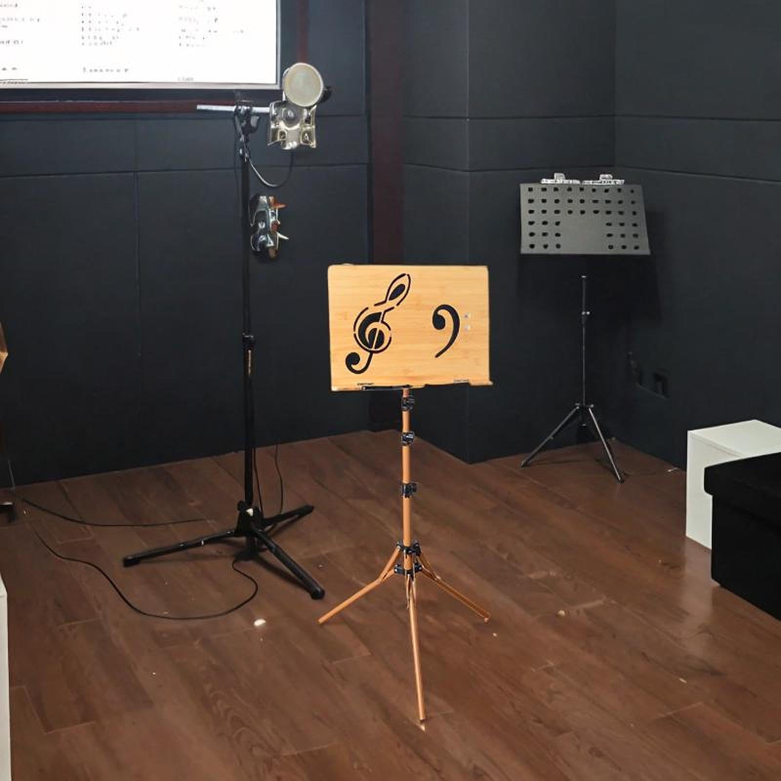 Holz Notenständer für Klavier Klappbar Höhenverstellbar 180 cm Faltbar Notenpult mit Telefonclip- Mit Telefonclip