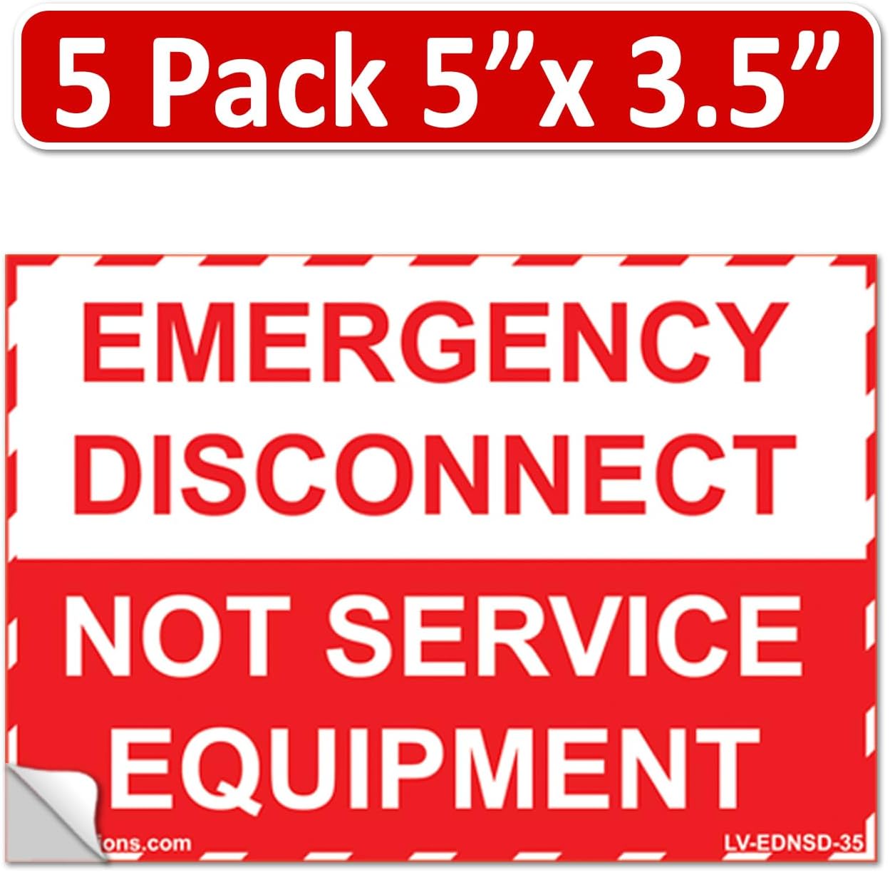 5"x 3.5" NEC Compliant Emergency Disconnect NOT Service Equipment Outdoor Laminated Labels Sticker Electrical Panel Danger Heavy Duty Vinyl Waterproof Ultra Durable