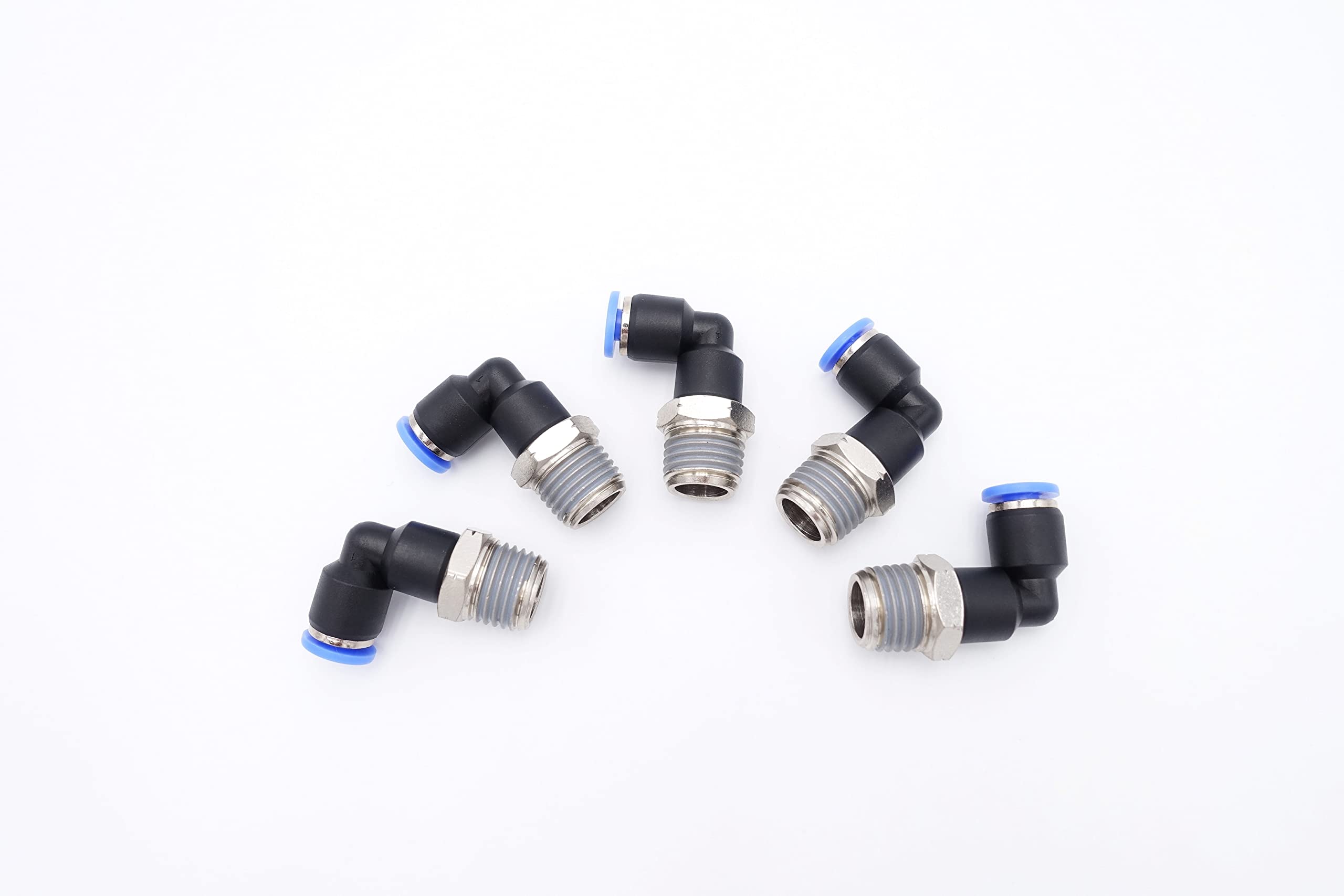 Codo neumático 1/8" OD x 1/4" NPT con giro de 90 grados e inserción rápida a presión