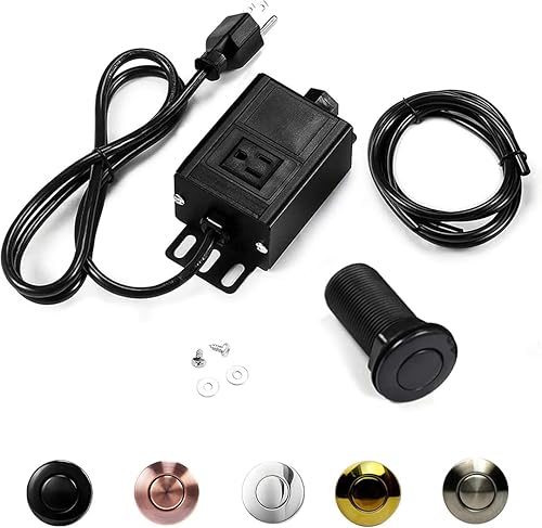 Miniatura 1 de Botón de eliminación de basura negro de 2.5 pulgadas de largo con cable, botón de interruptor de eliminación de basura de cocina, interruptor