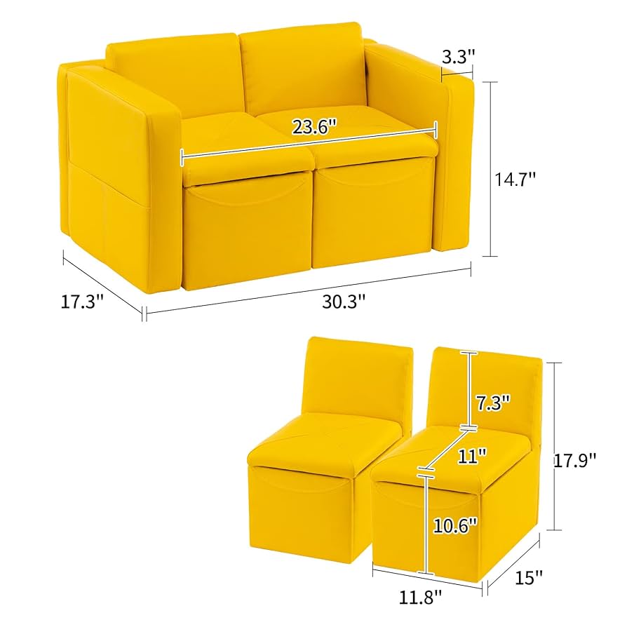 Amazon.com: UNICOO –Kids Sofa, 2-in-1 Double Set Sofa
