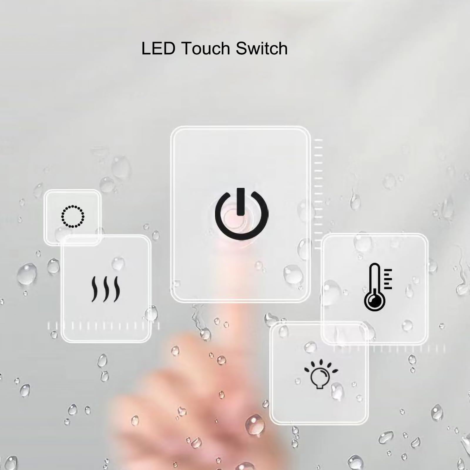 Specchio Espejo de baño ovalado LED Negro de 40 x 70 cm, iluminado con 3 ajustes de Color, Control táctil, película antivaho y diseño retroiluminado Moderno para baños Elegantes.