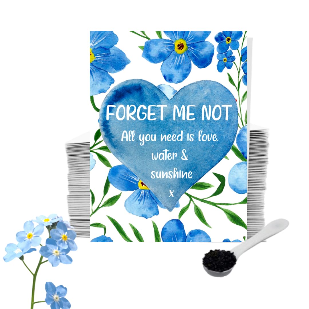 Blooming Memories 100 x Funeral Seed Packets with Forget Me Not Seeds/Funeral Favours for Guests to Grow Funeral Flowers/Perfect Funeral Decorations & Funeral Gifts
