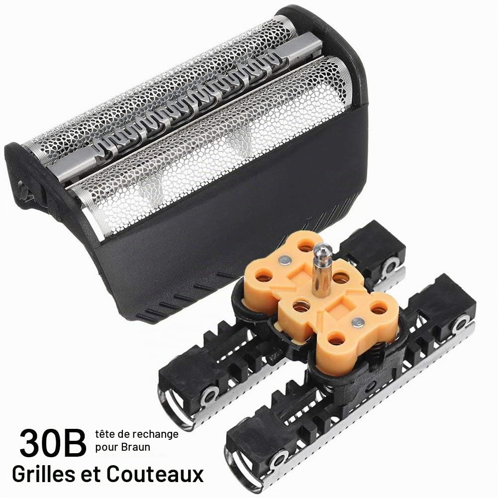 Série 3 30B Rasoir Flottant Complet Screem & Cutter Tête de Remplacement 30B Compatible avec Braun Electronic Shaver Previous Generation SmartControl, TriControl, 7000/4000 rasoirs et Series 3 (340s)