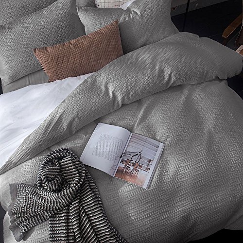Merryfeel Cotton Duvet Cover Set,100% Sand Washed Cotton Waffle Weave Duvet Cover Set - King #TOP4