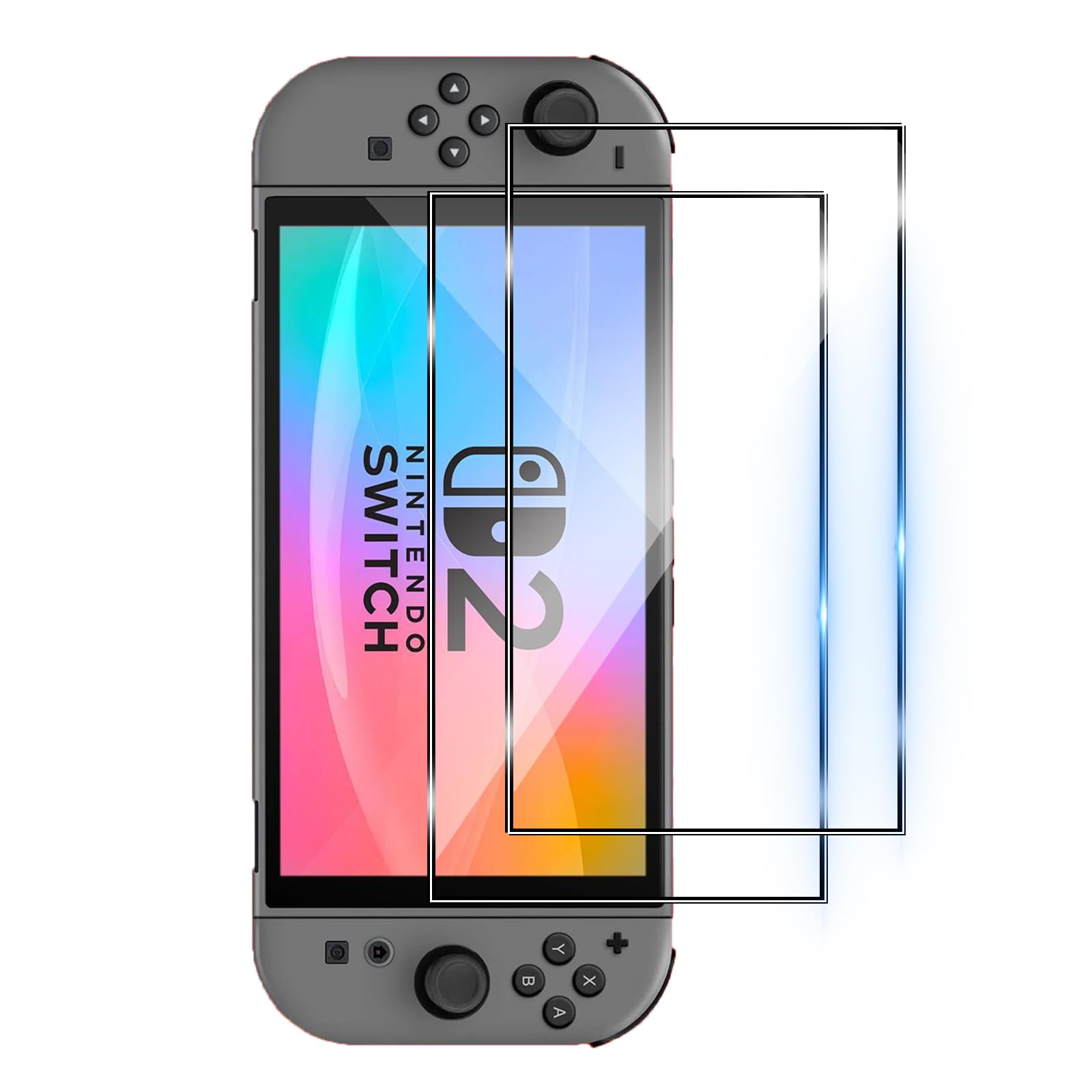 Protector de Pantalla para Nintendo Switch 2 2025, 2 Piezas Protector Cristal Templado, Fácil de Instalar, Anti-Arañazos, 9H Dureza Vidrio Templado