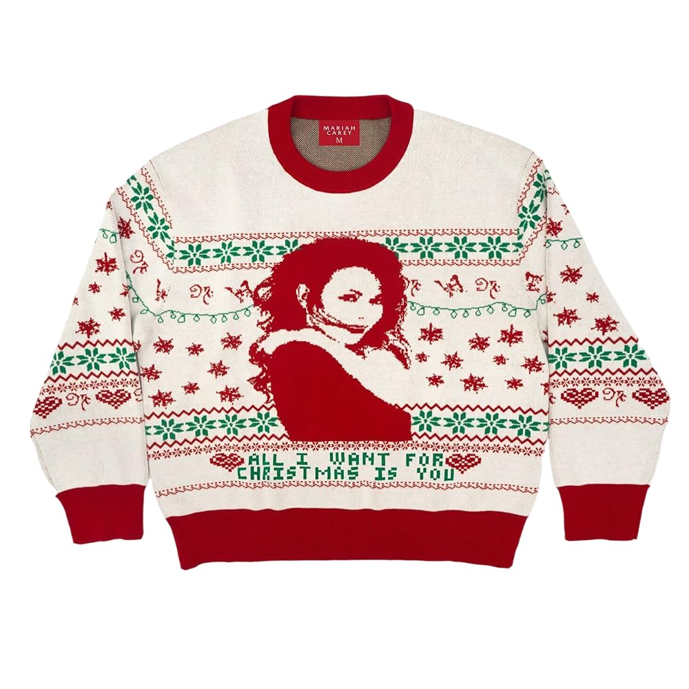 Mariah Carey Women's White Official All I Want For Christmas Is You Sweater, Xxl