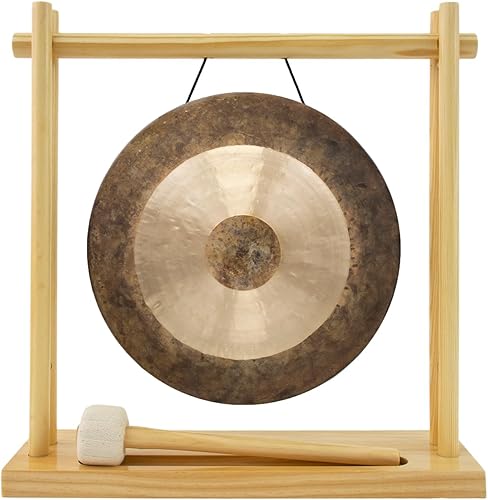 Miniatura 8 de Gongs de 8 a 10 pulgadas en el soporte My Little Pagoda Gong, incluye soporte, mazo y tu elección de gong/gong de escritorio perfecto/curación