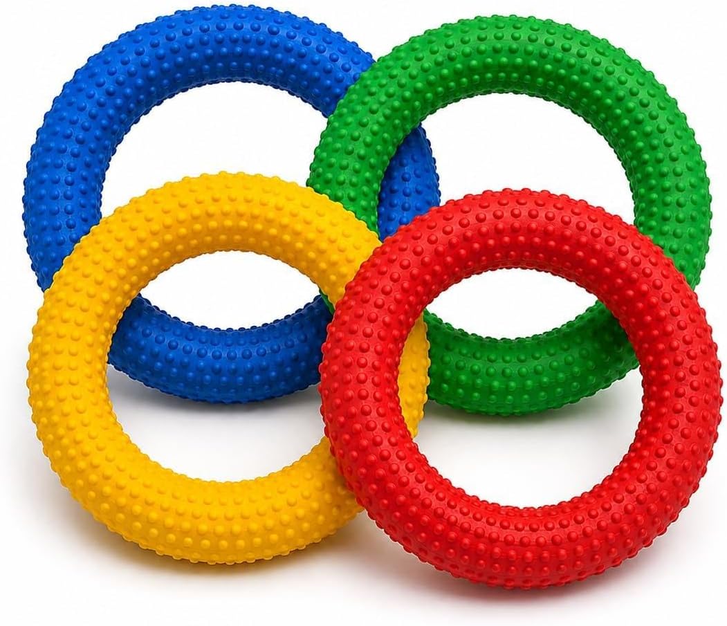 TIMA Tennikoit Ring Pack of 4 Dotted, Rubber Tenni Koit Rings for Kids & Adults, Ring Tennis Throw & Catch Game for Indoor Outdoor Play, School, Park & Family Games