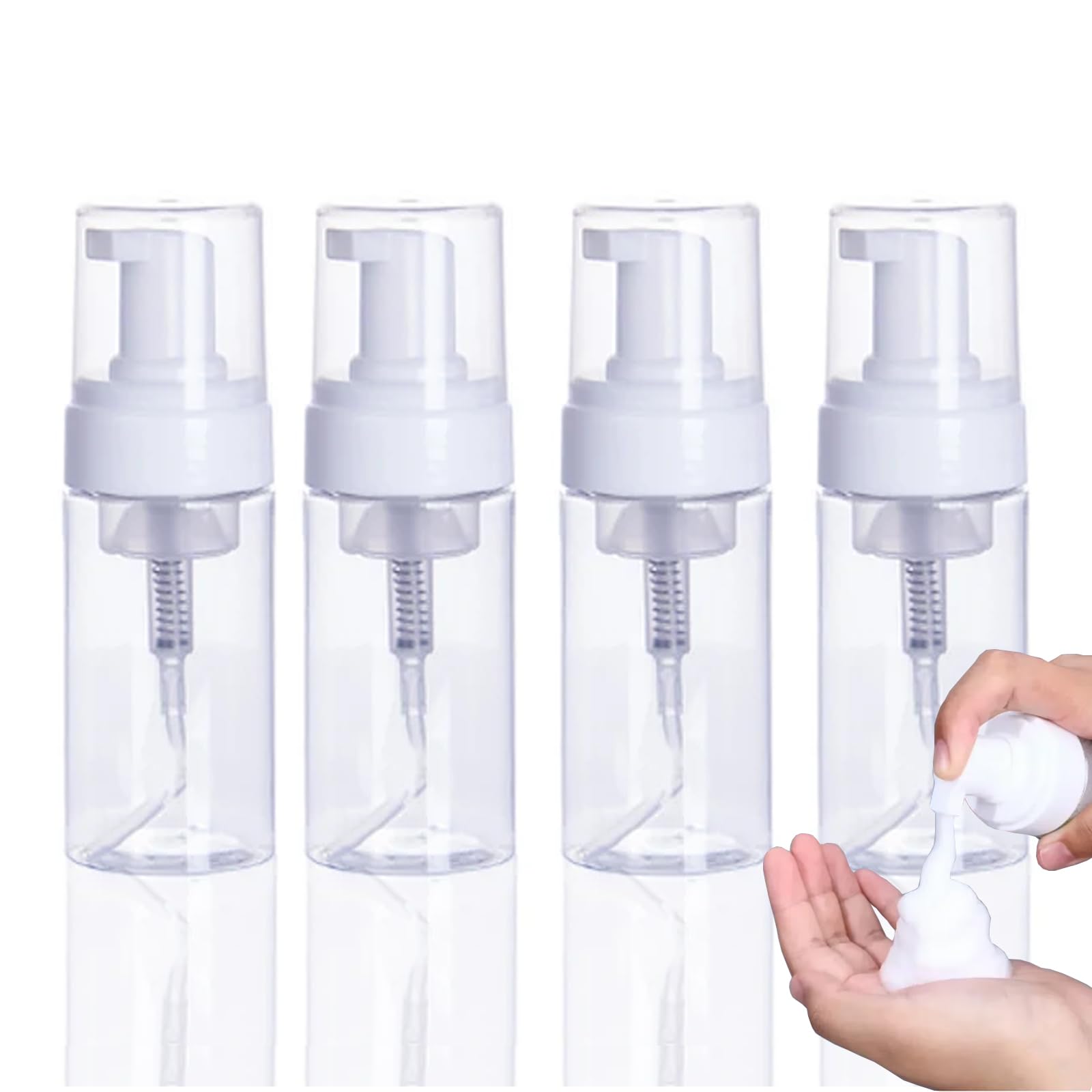 Confezione da 4 dispenser per sapone in schiuma, 50 ml, vuoti, ricaricabili, per shampoo da viaggio