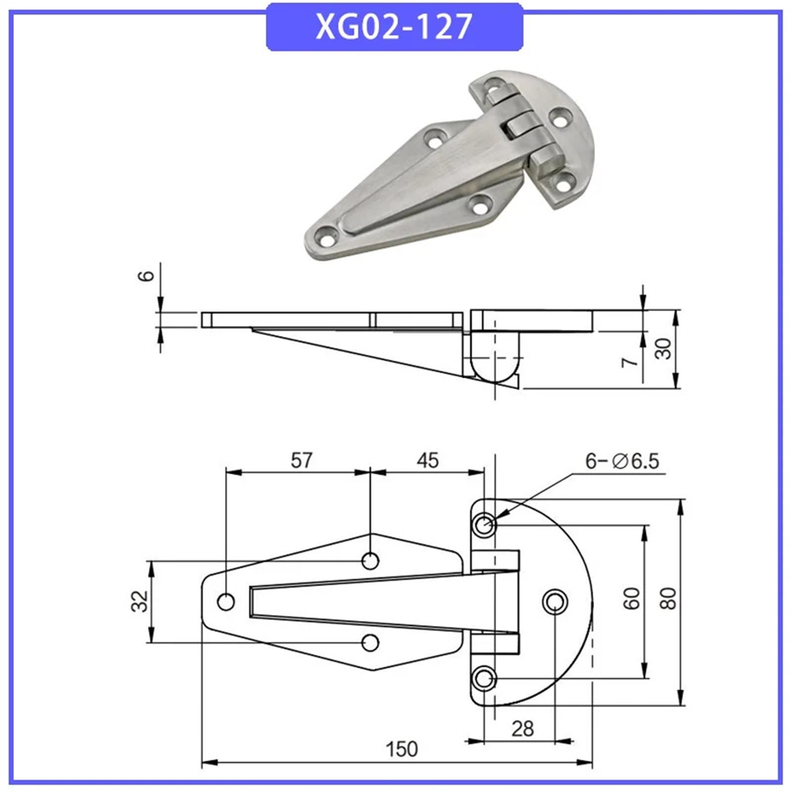 Bisagra de puerta engrosada alta resistencia, acero inoxidable 304, maquinaria industrial grande, 1 unidad(XG02-127)