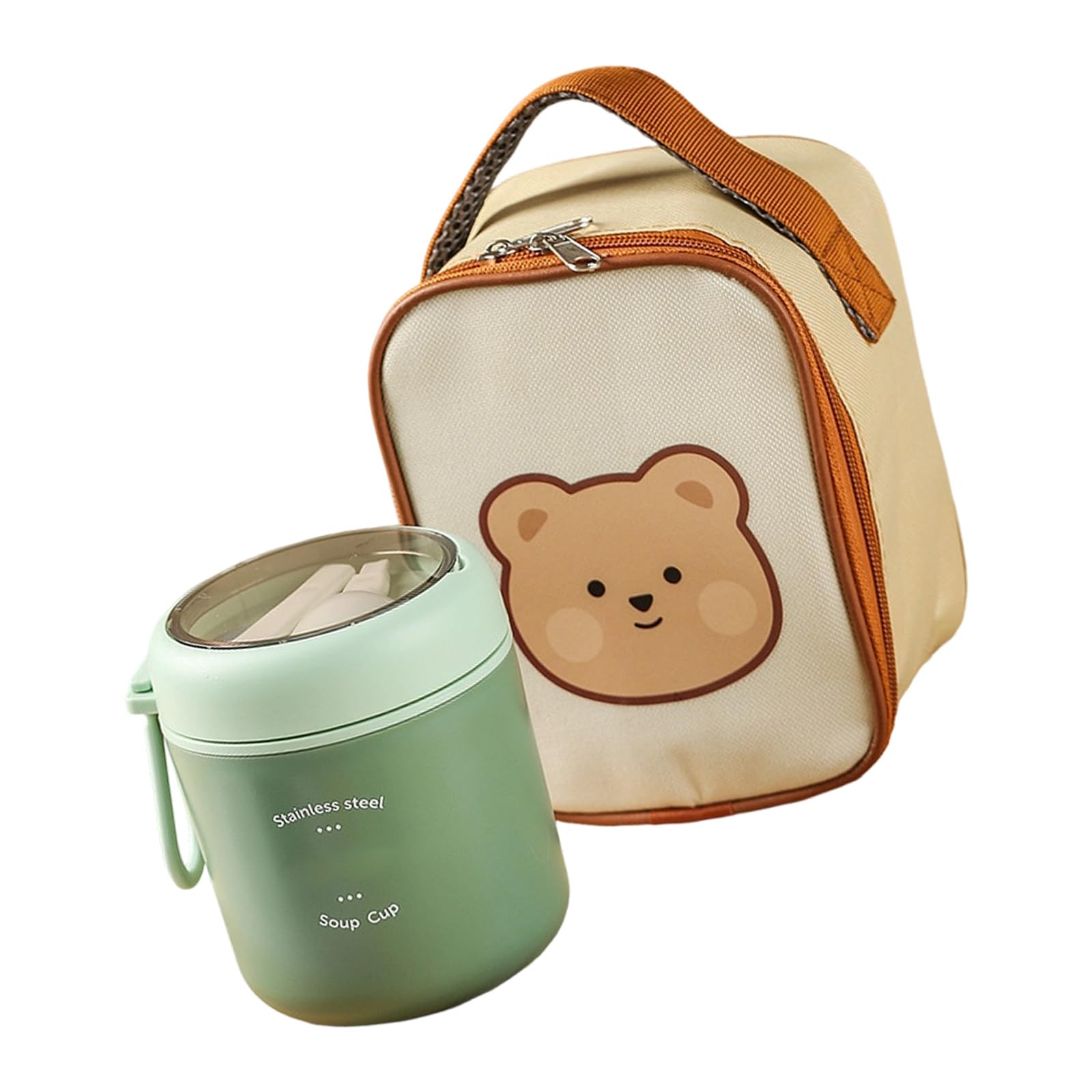MALSSE 304 Stainless Steel Insulated Travel Mug with Leak Proof Lid Spoon for Hot Drinks Commute Leak Proof Portable Breakfast Container