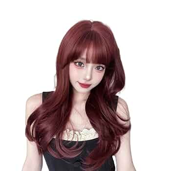 Amazon.co.jp: ロングペン フルウィッグ ロング かつら 赤ワイン